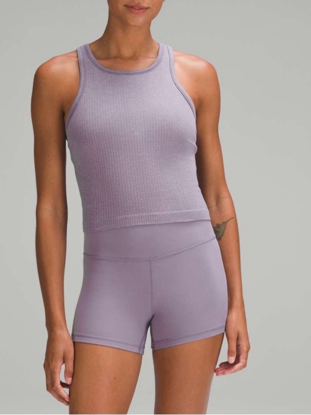 Used Lululemon Ebb to Street Cropped Racerback Tank Top
Purple Ash